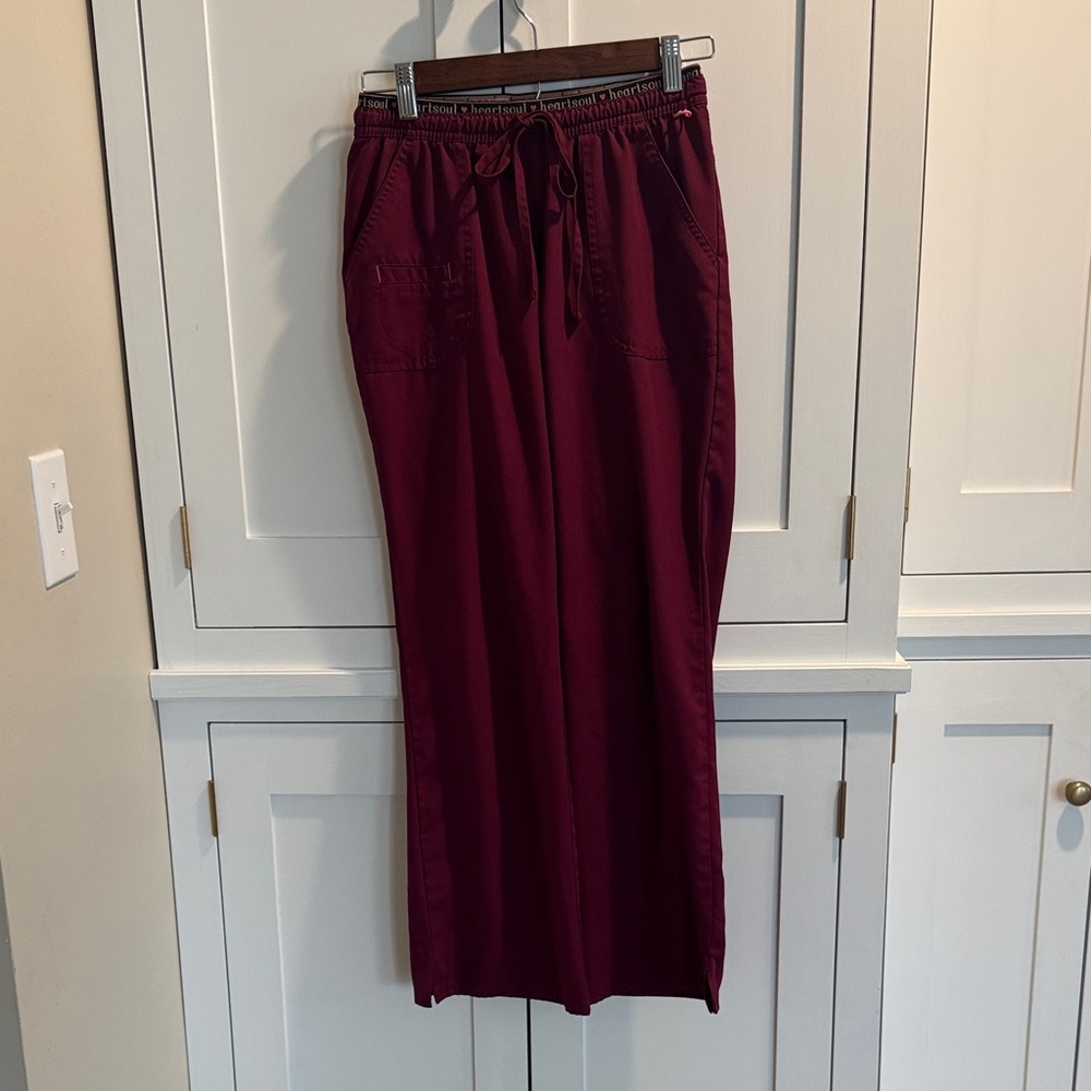 HeartSoul Maroon Drawstring Scrub Bottoms